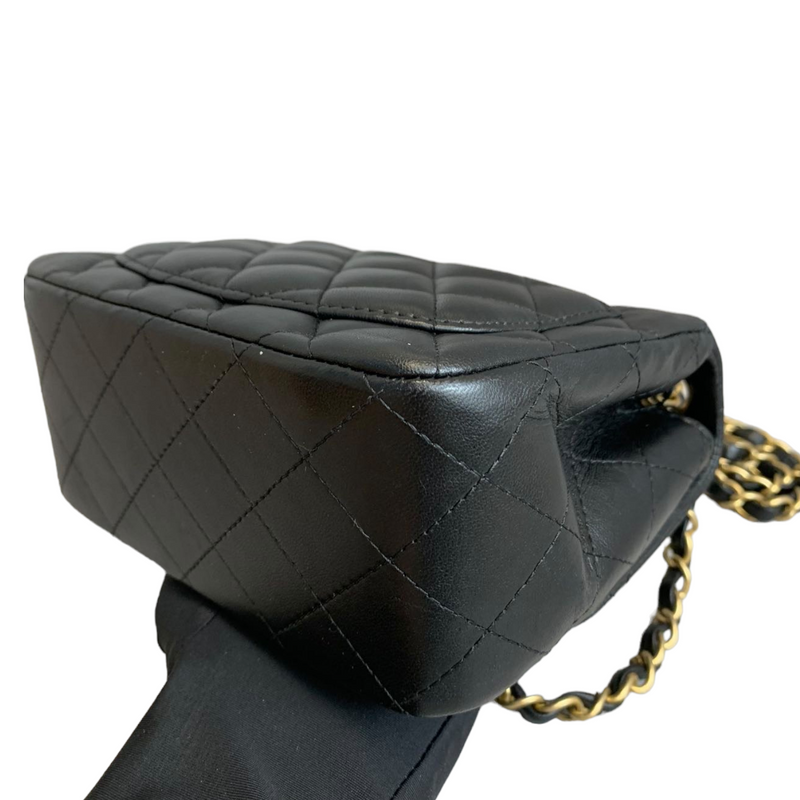 Classic Flap Square Mini Lambskin Black GHW