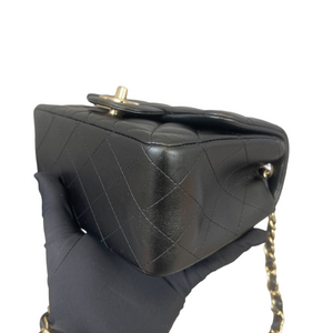 Classic Flap Square Mini Lambskin Black GHW