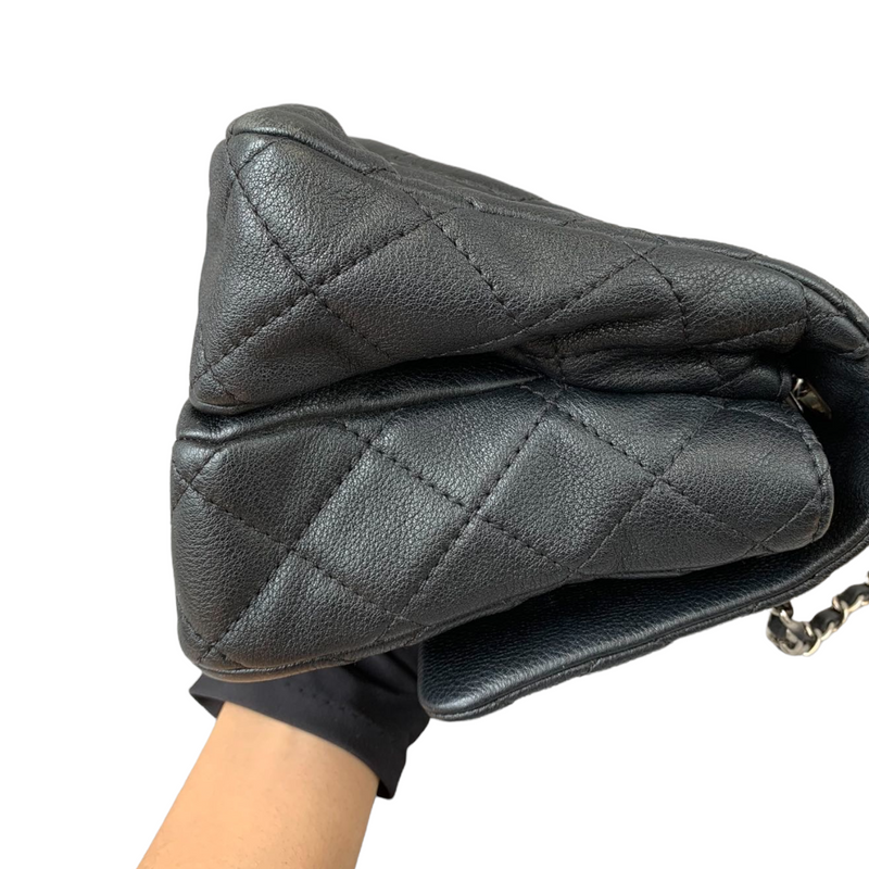 Quilted Double Gusset Washed Caviar black SHW