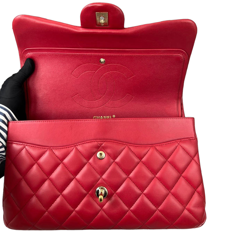 Chanel Double Flap Jumbo Lambskin Red GHW