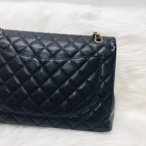 Single Flap Maxi in Black Caviar Leather with GHW