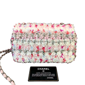 Mini Rectangular Flap Tweed Pink SHW