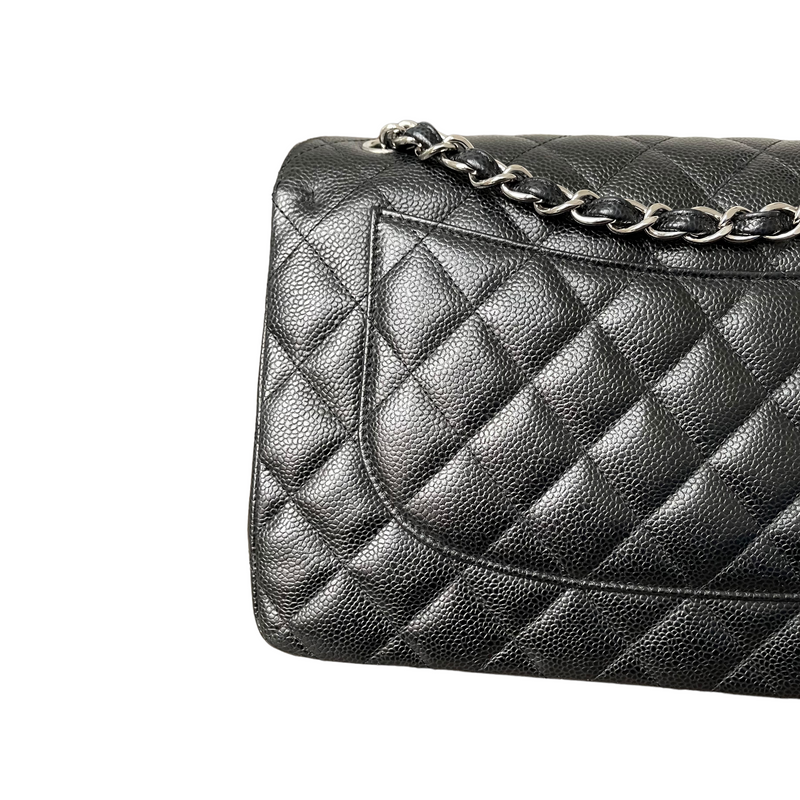 Jumbo Classic Double Flap Caviar Black SHW