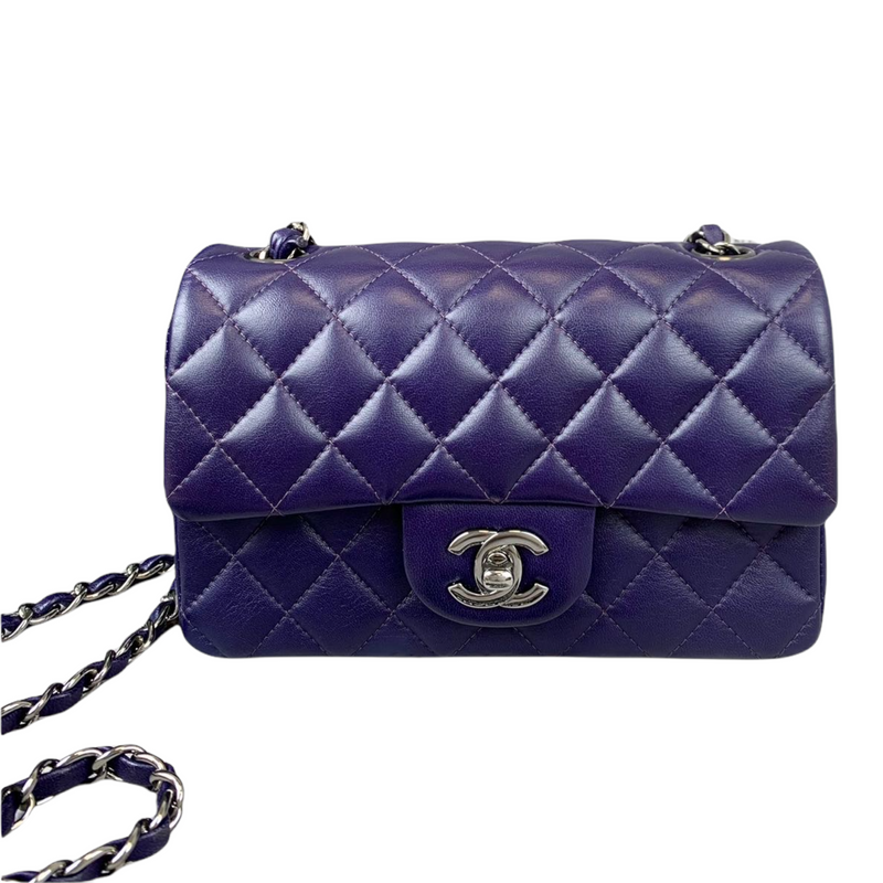 Rectangle Mini Lambskin Purple SHW
