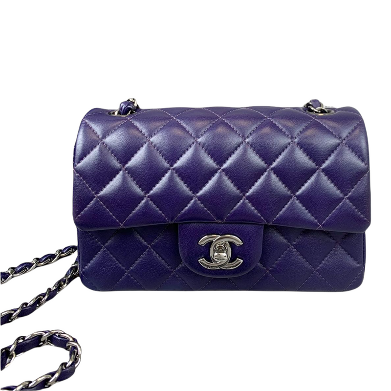 Chanel Navy Blue Caviar Rectangular Mini Classic Flap Bag SHW