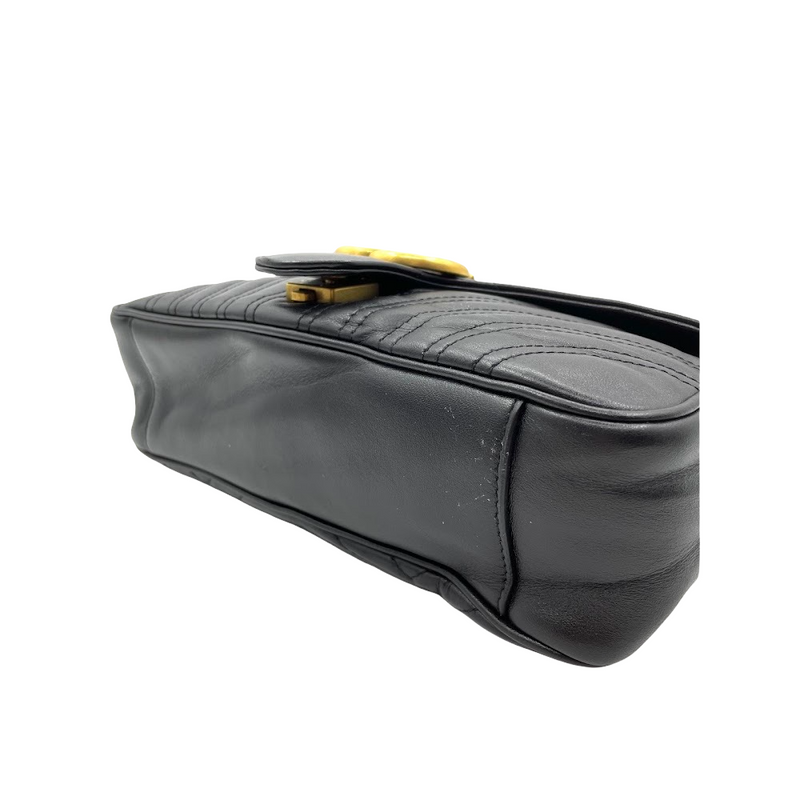 GG Marmont Small Matelassé Black GHW