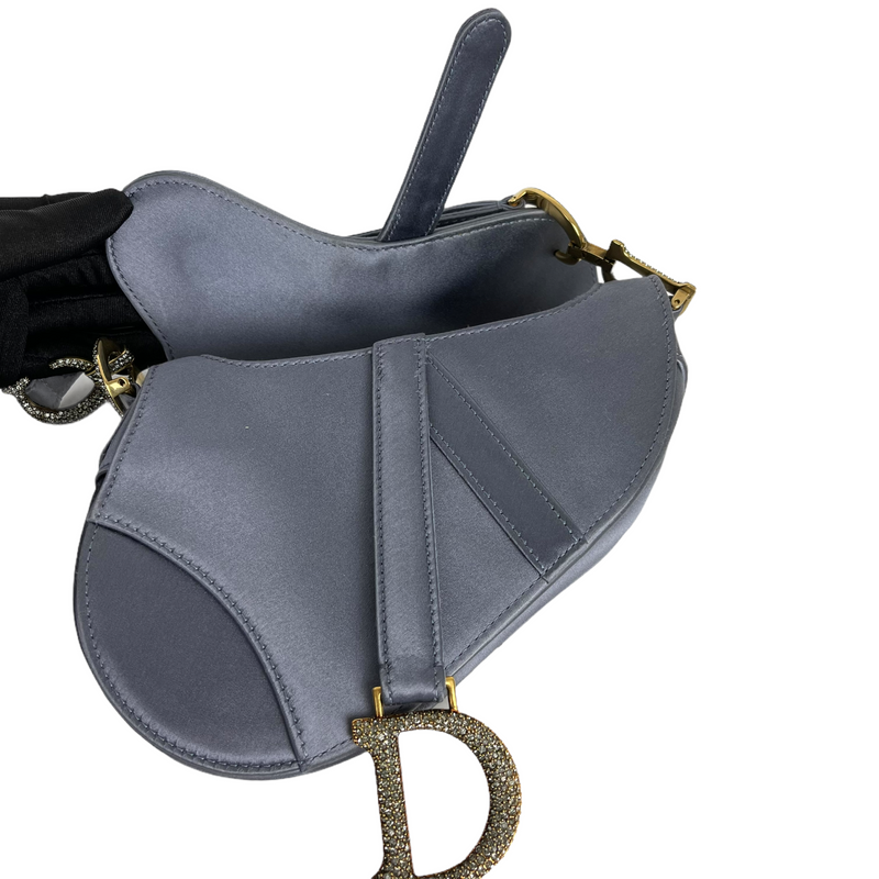 Mini Oblique Saddle Bag Satin Blue