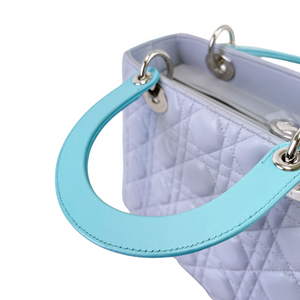 Bi-colour Lady Dior Lambskin Medium Blue SHW