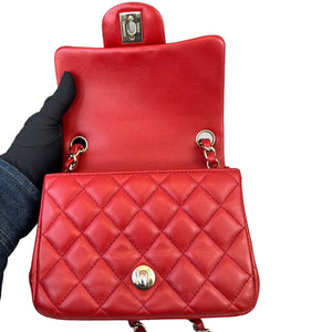 Classic Flap Square Mini Lambskin Red GHW