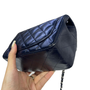 Classic Flap Square Mini Lambskin Dark Blue SHW
