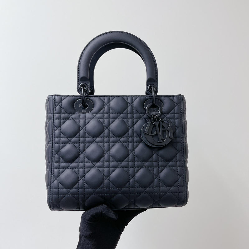 Lady Dior Lambskin Ultramatte Medium Black BHW