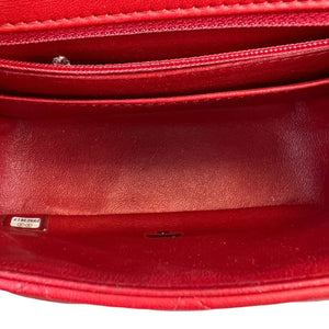 Classic Flap Square Mini Lambskin Red GHW