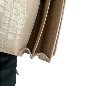 Medium Sunset Croc Embossed Beige SHW