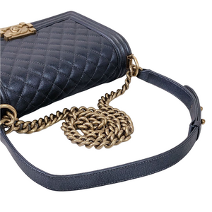 Boy Medium Calfskin Pearl Charcoal GHW