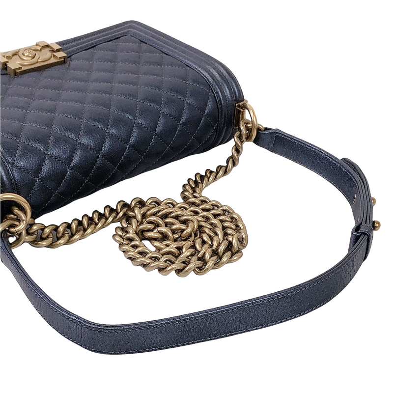 Boy Medium Calfskin Pearl Charcoal GHW