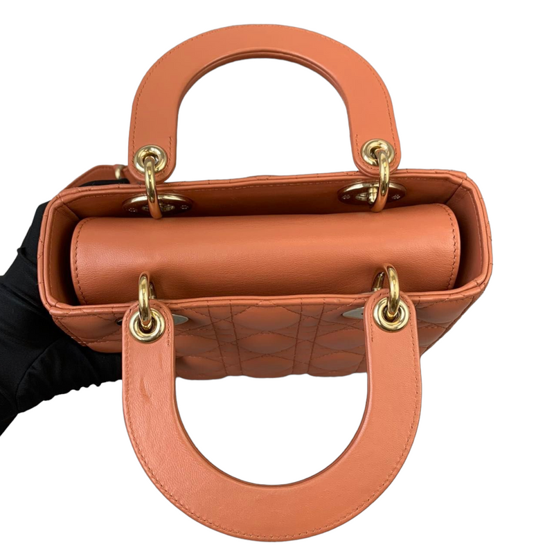 Small ABC Dior Lucky Badges Lambskin Orange GHW