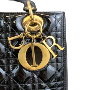 Lady Dior Medium Patent Black GHW