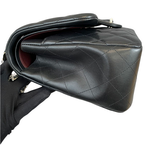 Jumbo Double Flap in Black Lambskin with SHW
