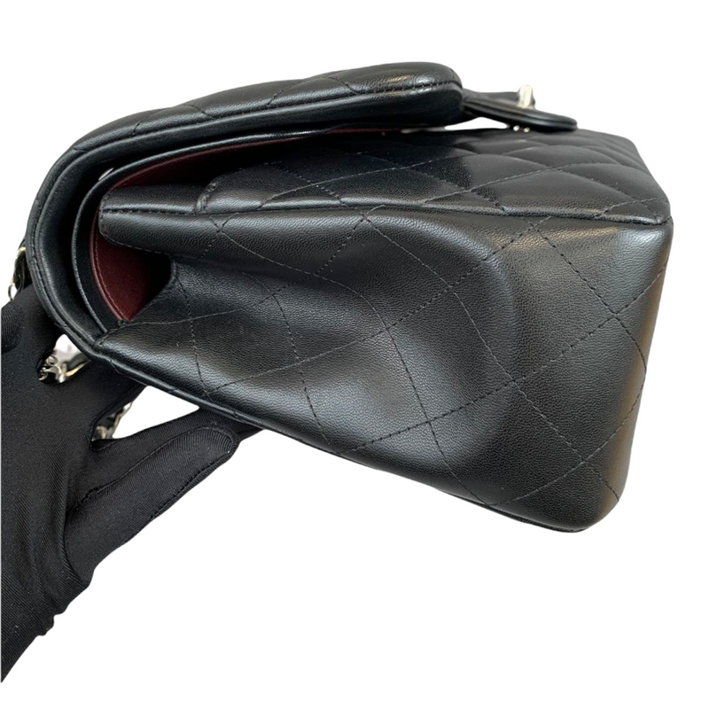 Jumbo Double Flap in Black Lambskin with SHW