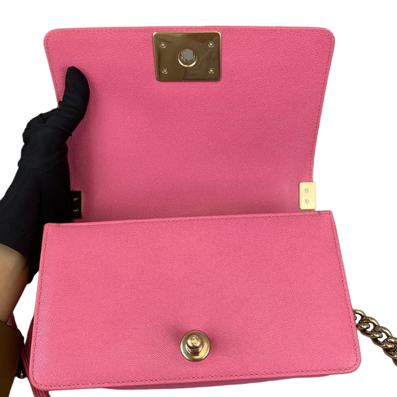 Small Le Boy Caviar Pink GHW