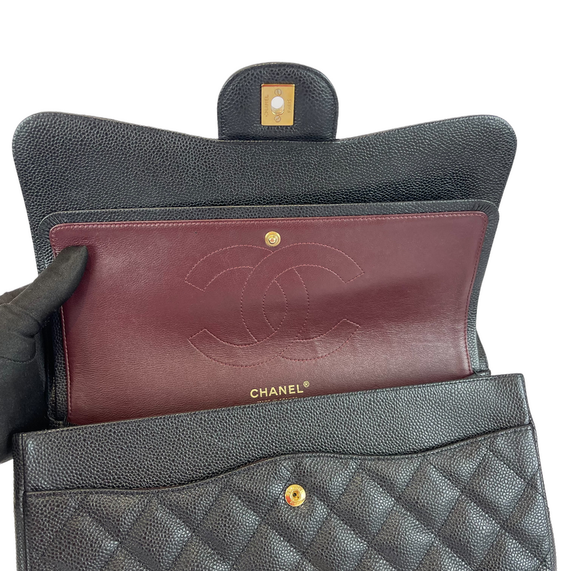 Jumbo Classic Double Flap Caviar Black GHW