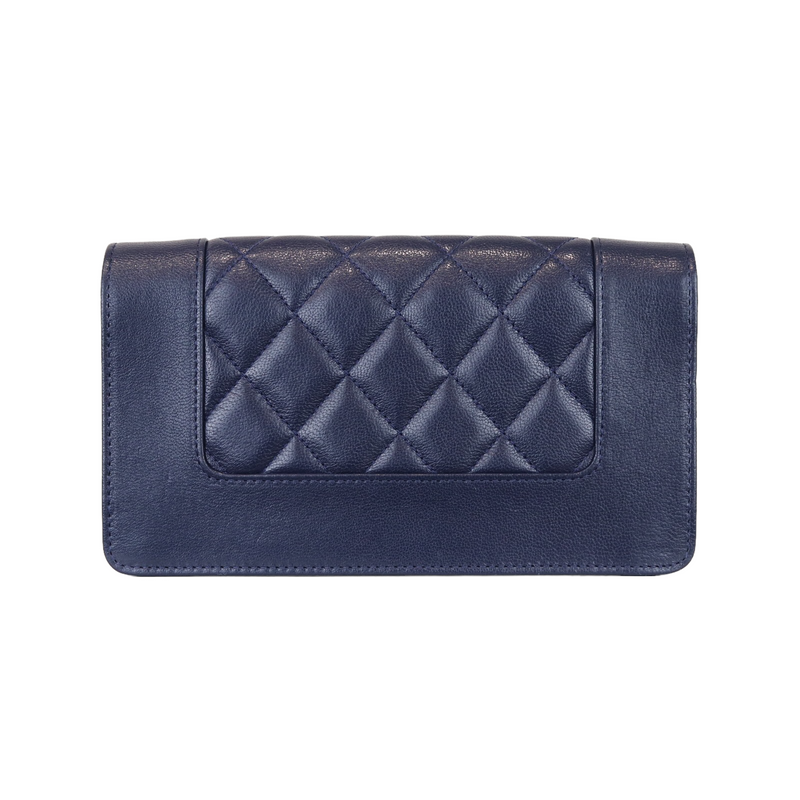 Mademoiselle Quilted Wallet Blue GHW