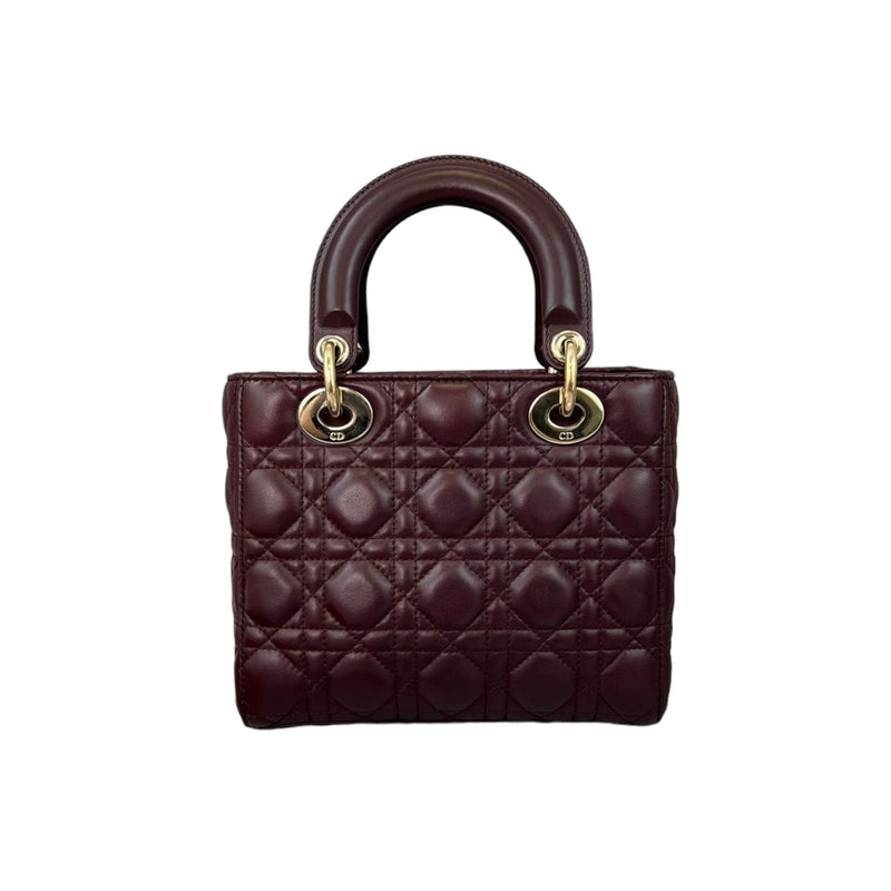 Small Lady Dior Lucky Badges Lambskin Burgundy GHW