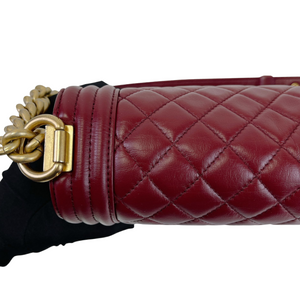 Quilted Old Medium Boy Calfskin Dark Red GHW