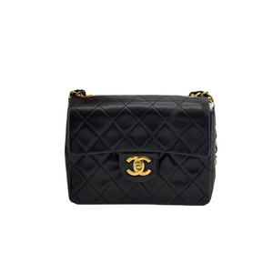 Vintage Mini Square Lambskin Black GHW