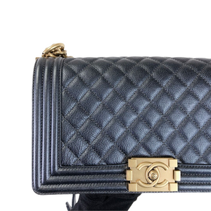 Boy Medium Calfskin Pearl Charcoal GHW