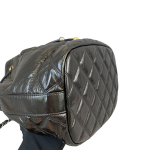 Drawstring Bucket Calfskin Black