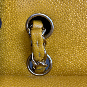 Small Classic Chevron Flap Caviar Yellow SHW