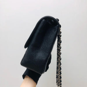 Single Flap Classic Jumbo in Black Caviar with SHW