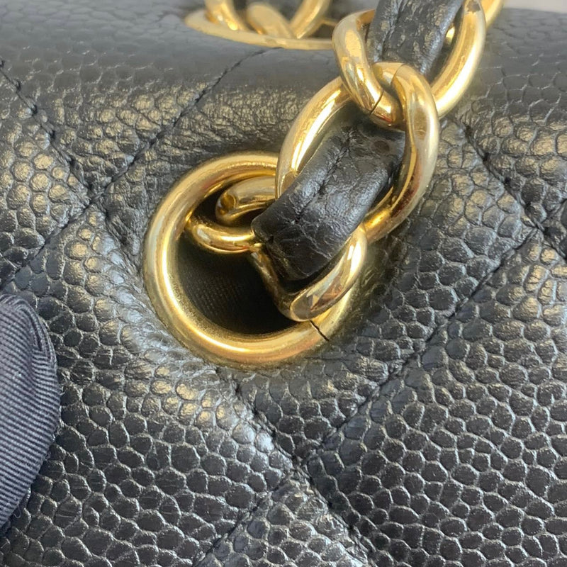 Single Flap Maxi Caviar Black GHW