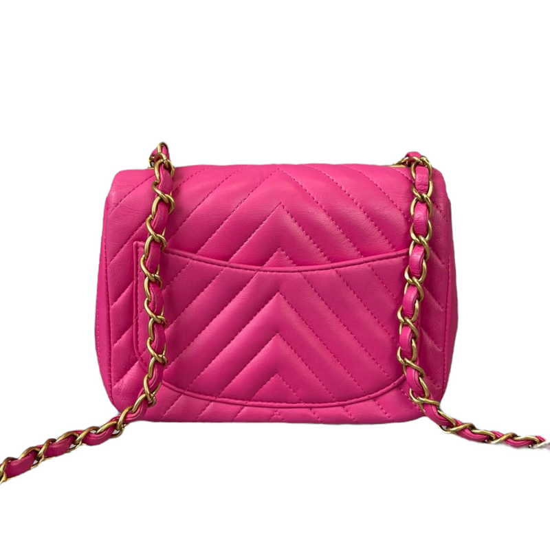 Square Mini Quilted Chevron Pink GHW