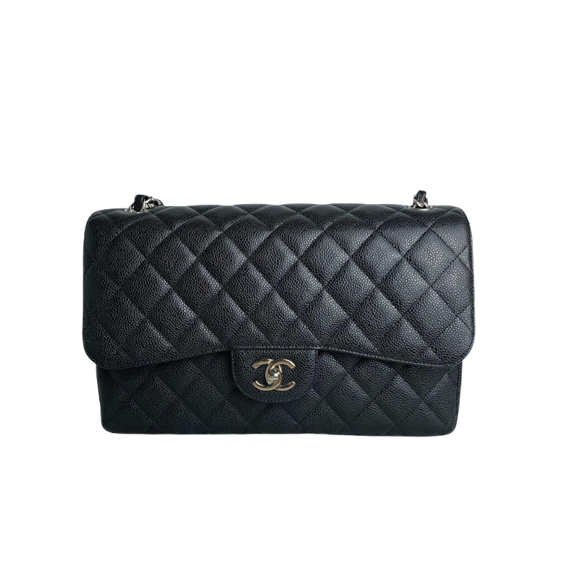 Classic Double Flap Jumbo Caviar Black SHW