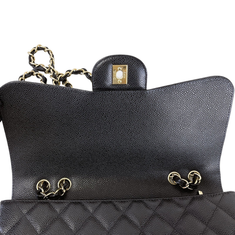 Single Flap Jumbo Black Caviar GHW