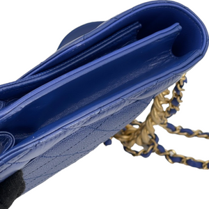 Chain Handle Flap Caviar/Calf Blue GHW