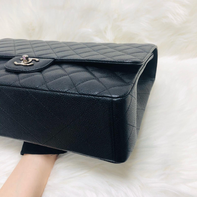 Classic Single Flap Maxi in Black Caviar Leather with SHW