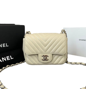 Chevron Flap Mini Square Ivory White SHW