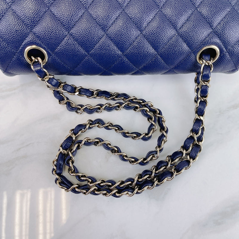 Small Classic Double Flap Caviar Blue LGHW