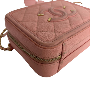 Filigree Vanity Case Small Caviar Pink GHW