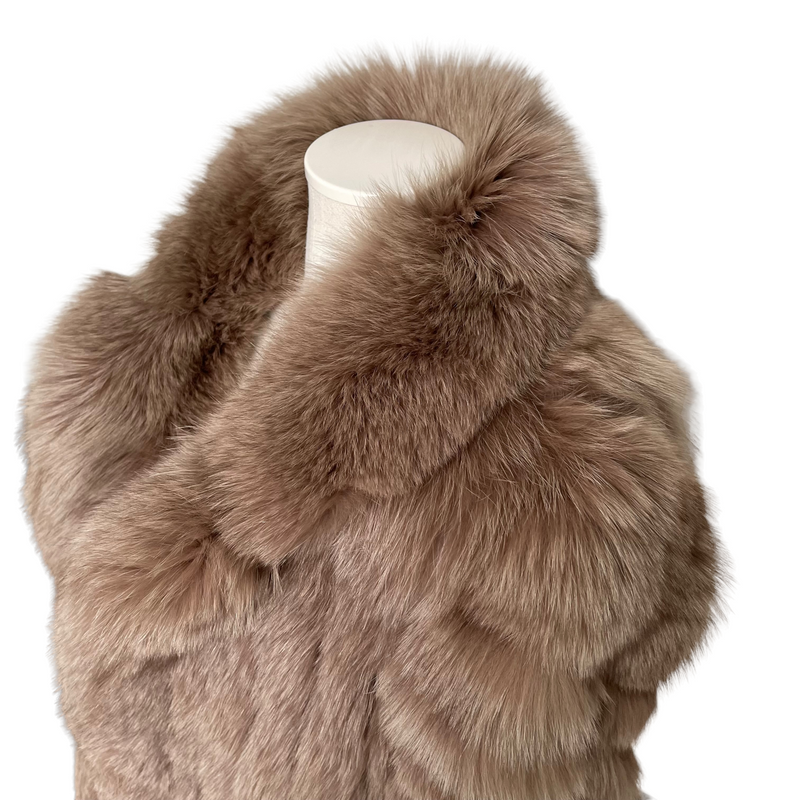 Blue Fox Fur Coat in Brown M