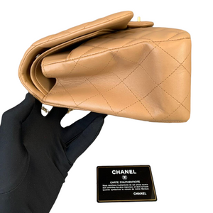 Double Flap Jumbo Dark Beige GHW