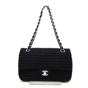 Medium Classic Flap Black Tweed SHW