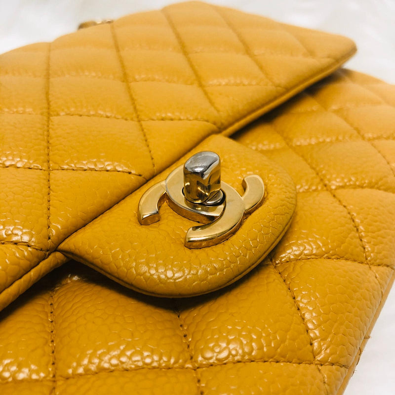 Classic Flap M/L Yellow Lambskin with GHW