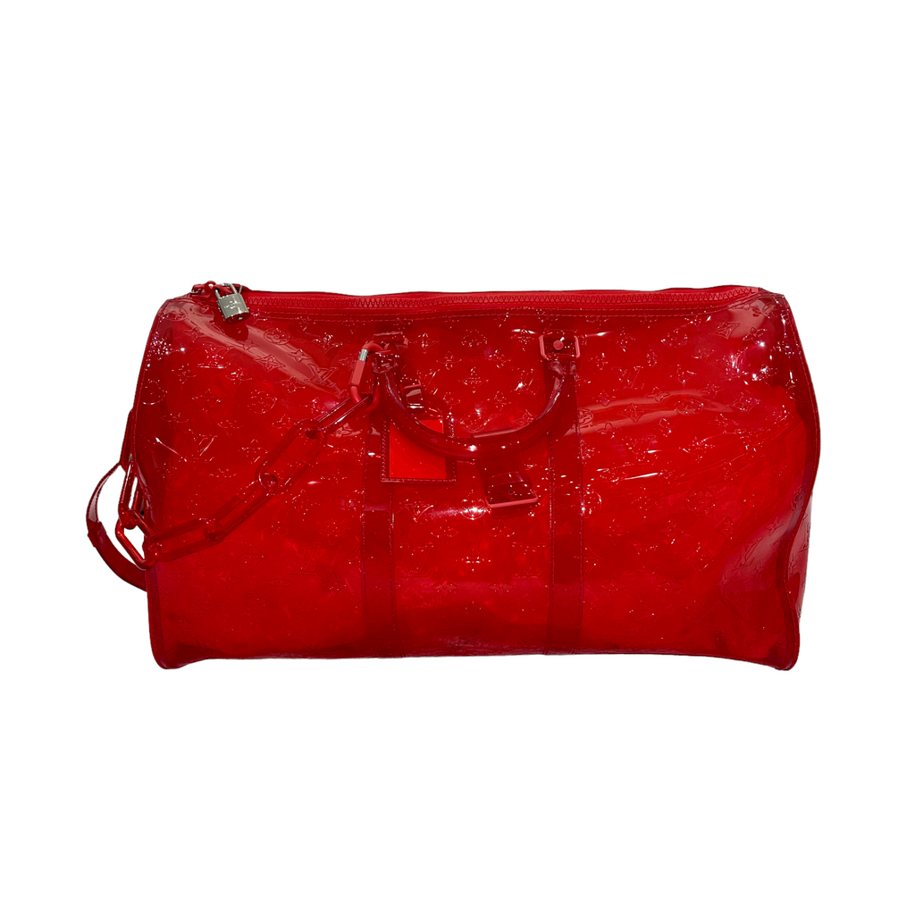 Keepall Clear SS19 Virgil Abloh Bandouliere 50 Red PVC