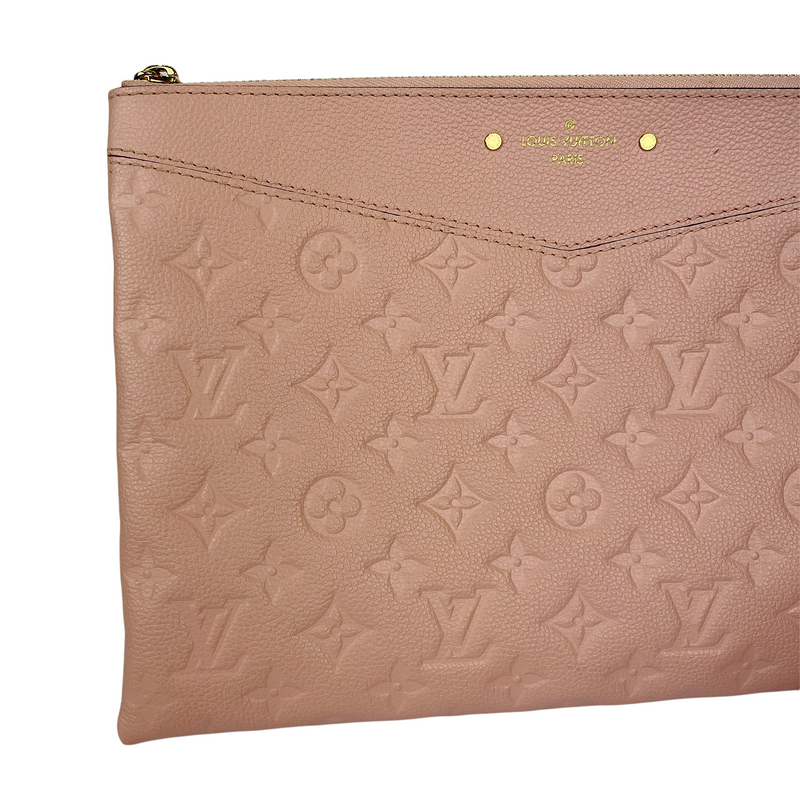 Louis Vuitton Sarah Pink Monogram Empreinte Leather Long Envelope