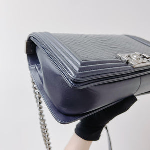 Python-Leather Old Medium Boy Navy Blue