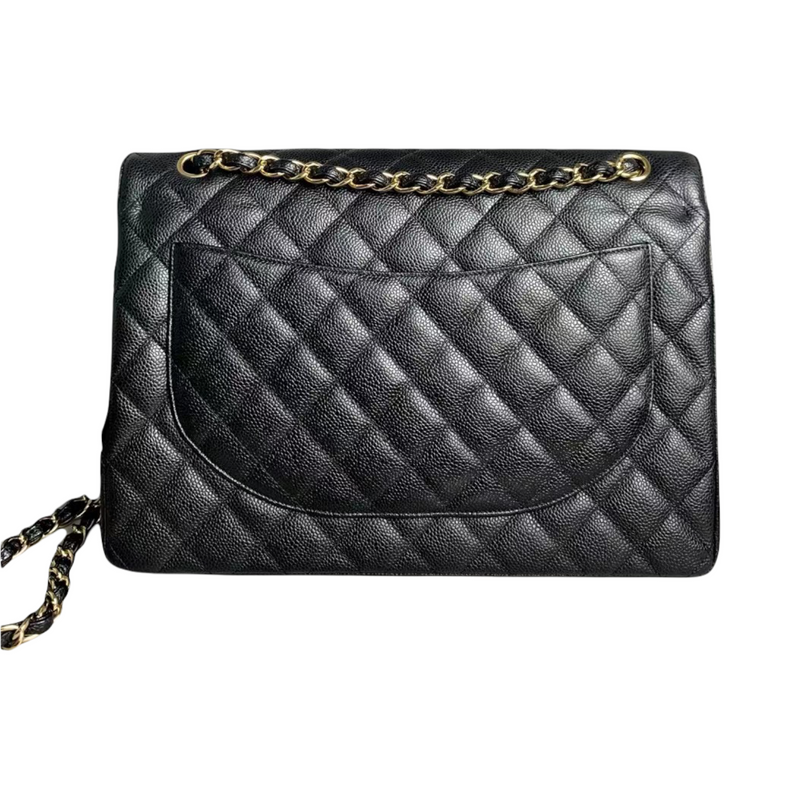 Classic Double Flap Caviar Maxi Black GHW